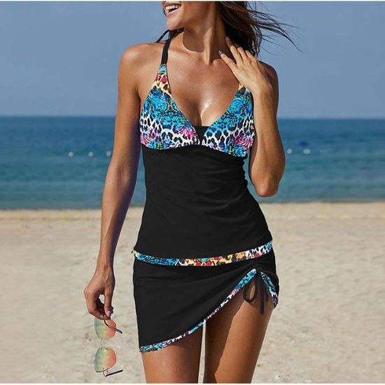 Maillot De Bain Femme 2 Pieces Shorty Piscine Femme Maillots De Bain 2 Pieces Maillot De Bain Normal Bleu GOGUQ Bleu Cdiscount Pret a Porter