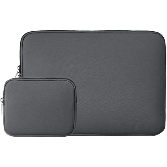 Housse D'ordinateur Portable 13-13,3 Pouces - Cuir Artificiel, étanche, Rembourrée - Compatible MacBook Pro M1, Chromebook, PC - Gris