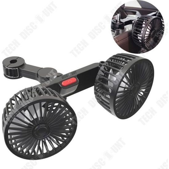 Ventilateur De Voiture USB Double Tête 12V - Pivotant 360°, 3 Vitesses, Puissant Pour Refroidissement Rapide En Été - 9