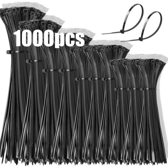 1000 Colliers De Serrage DUNSOO | Serflex Plastique Noir | 5 Tailles (100-300mm) | Résistants UV Et Chaleur