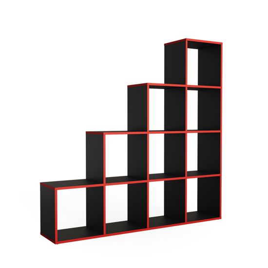 Vicco étagère , noir/rouge, 142.4 x 143 cm