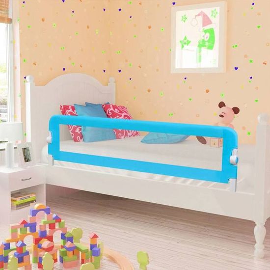 Barrière De Lit Enfant 1,5 M - Hauteur Réglable 68-89 Cm, Tissu Oxford, Tube Acier