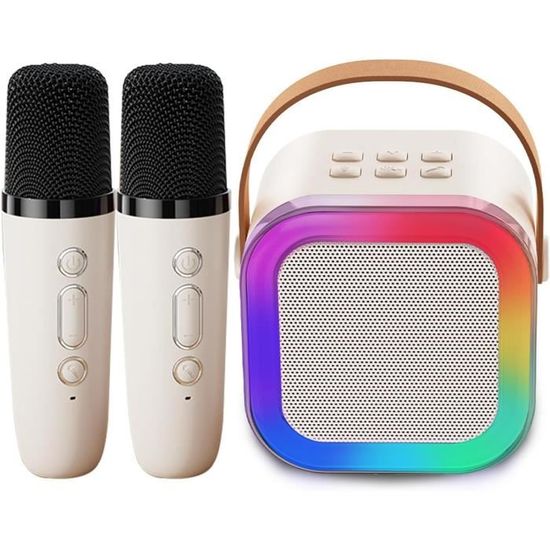 Machine Karaoké Portable 2025 Avec 2 Micros Sans Fil - Haut-parleur Bluetooth 8W, Lumières Disco, Effets Sonores - Pour Adultes Et Enfants - Cadeau Fête