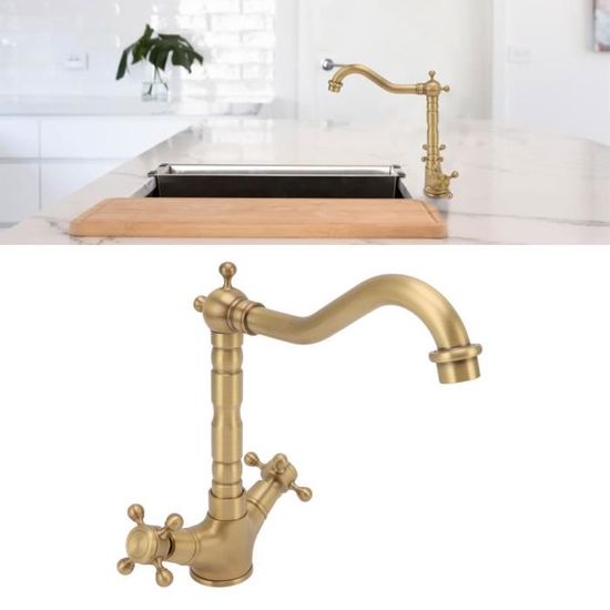 Robinet Salle De Bain En Laiton Non Laqué - 2 Poignées - Chute D'eau - Neuf