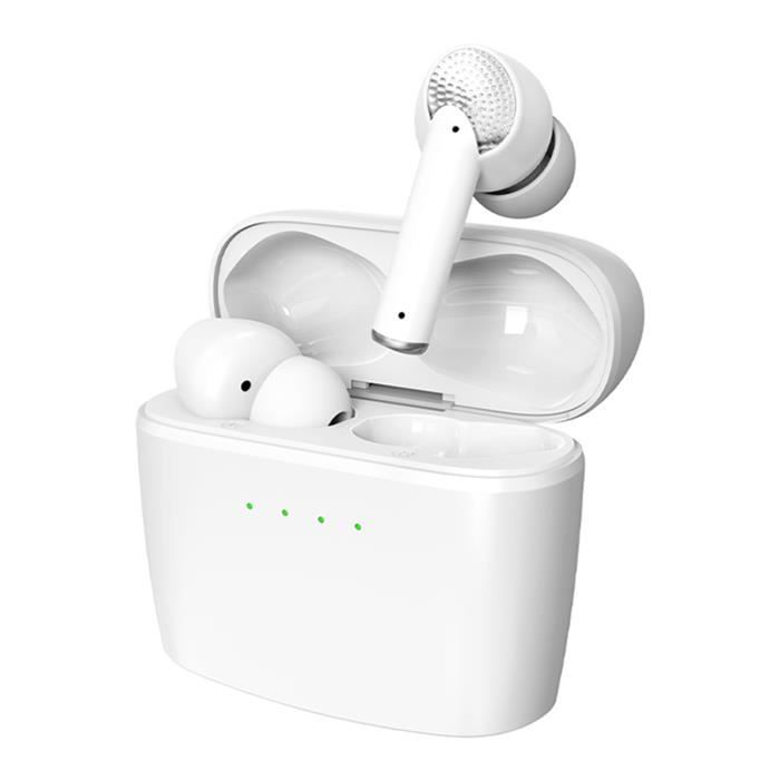 7MAGIC Écouteurs Bluetooth Réduction de Bruit Active ANC in-Ear Headphone IPX7 Imperméable Appelez Clear Basse Profonde Blanc
