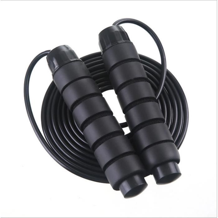 Corde à sauter de 3Mètres/Grande Vitesse Câble Acier Ajustable avec Roulement à Bille(Noir )/ Résistante et solide /