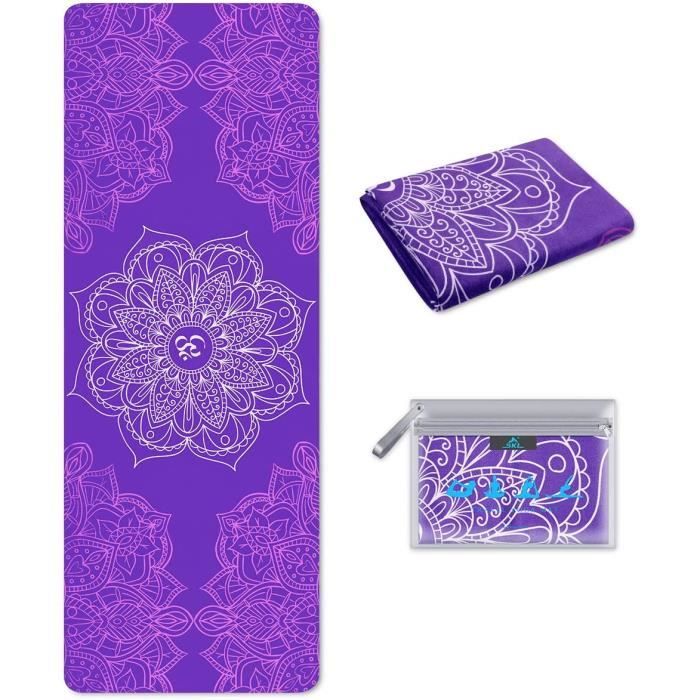 SKL Tapis de Yoga de Voyage Pliable 1/16 Pouce Mince Tapis d'exercice Physique Tapis d'entraînement antidérapant Absorbant la Sueur