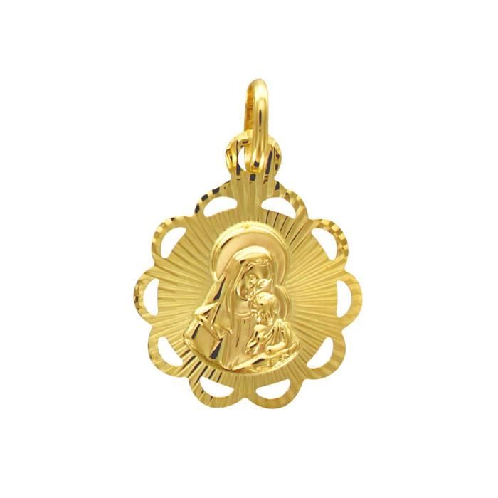 Jouailla - Médaille en or 375-1000e Vierge à l'enfant avec contour travaillé (396095)