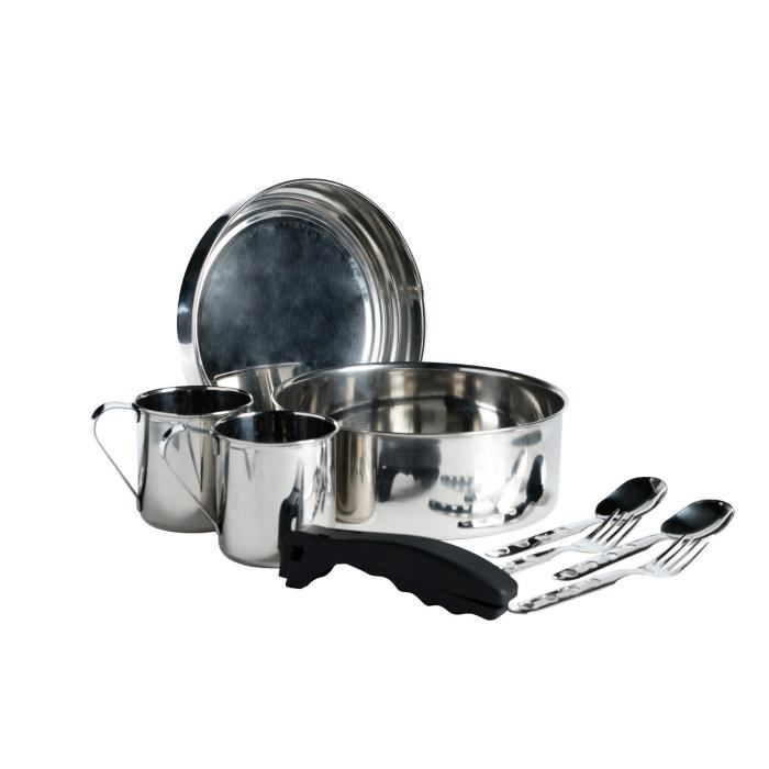 Kit Popote Inox Camping Gamelle Pour 2 Personnes, 2 L + Housse Néoprène
