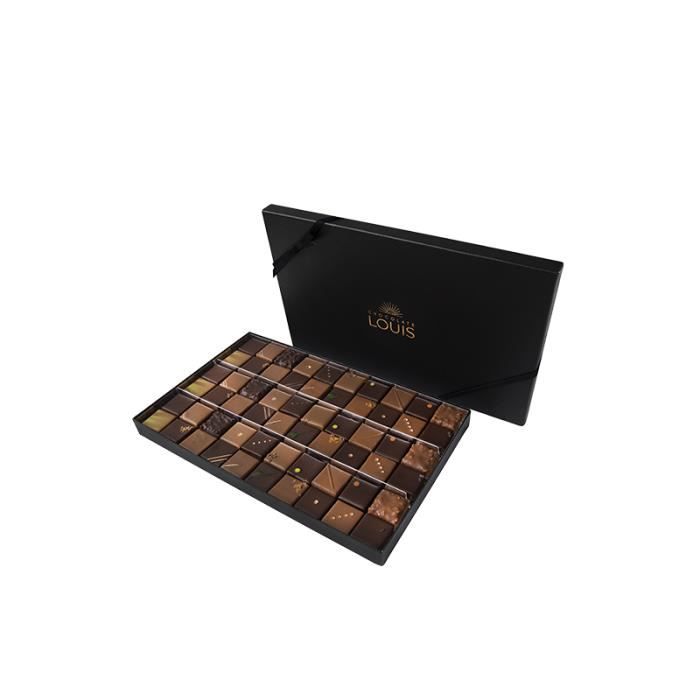 Chocolats ganaches et pralinés noir et lait - 60 pièces - 20 saveurs -100% français - Chocolats LOUIS - Cadeau pour toutes occasions
