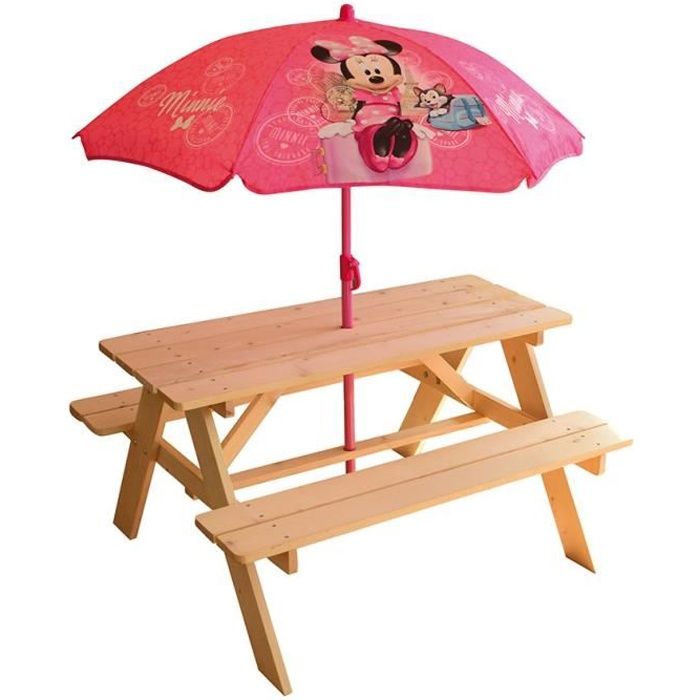 Table de Pique-Nique avec Parasol Disney Minnie Mouse