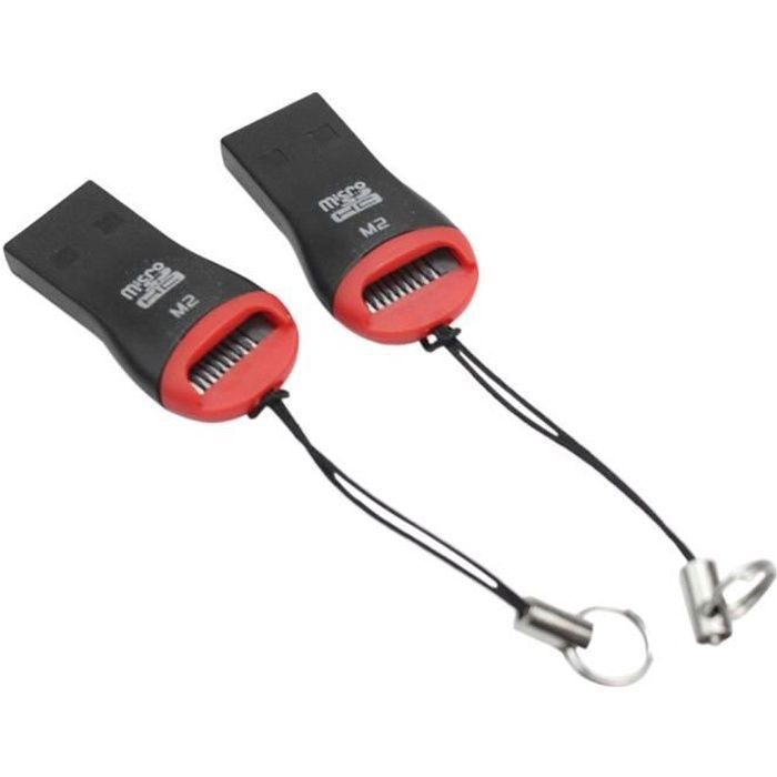 2x Portable Lecteur Adaptateur Clé USB 2.0 Interface pr Carte Mémoire Micro SD