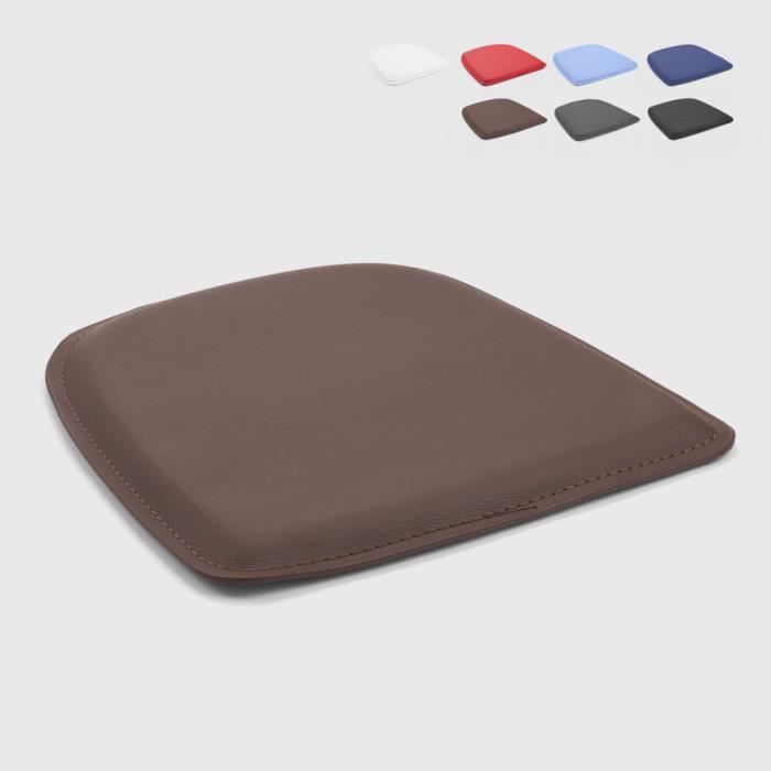 4 Coussins rembourré en simili cuir chaise tolix intérieur et extérieur 32x32 Fix, Couleur: Marron