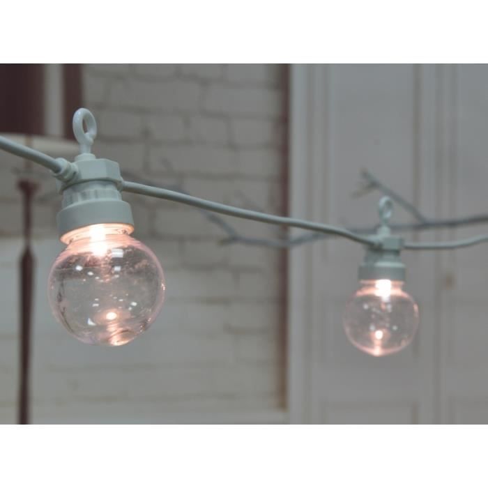 Guirlande lumineuse guinguette extérieure - ELUME Festive - raccordable 40 lampes - Transparentes - 12m