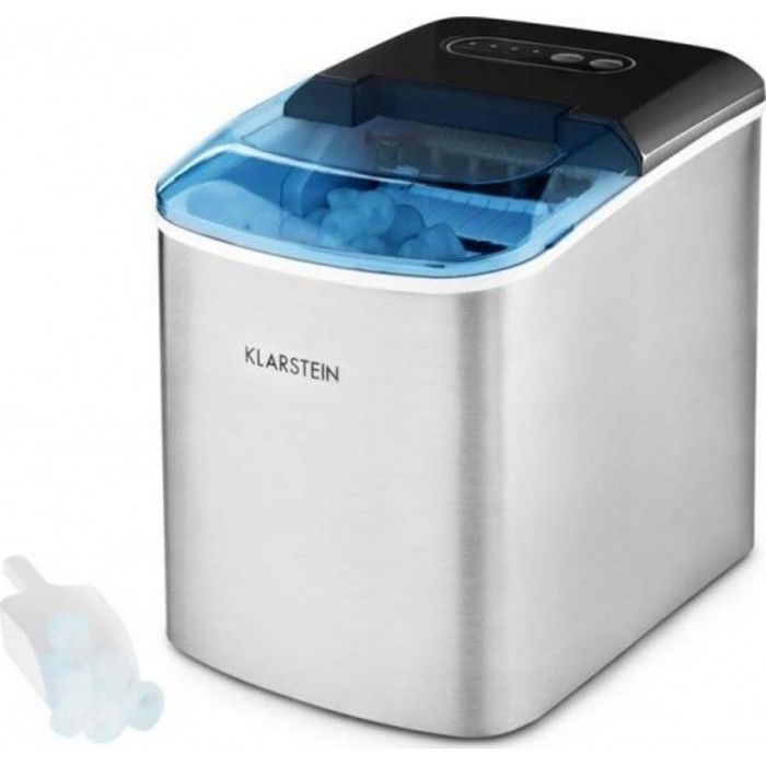 Klarstein On-The-Rocks Machine à glaçons avec éclairage LED - Fabrication 12kg de cubes de glace en 24h - Réservoir 2,1L - Inox