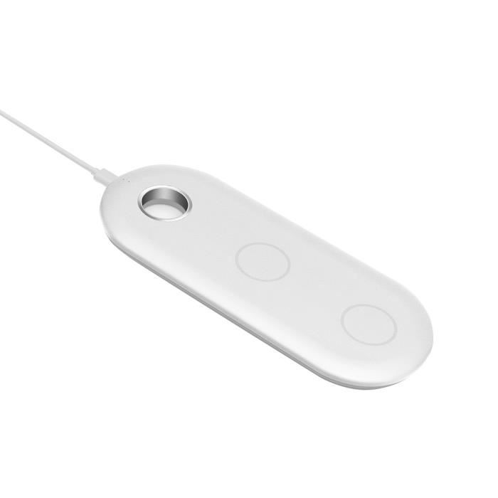 Chargeur Dock 3 en 1 Porte-Pad de charge pour téléphone sans fil Station de recharge White