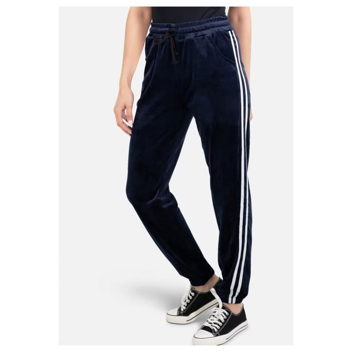 Pantalon jogging en velours Femme Marine
