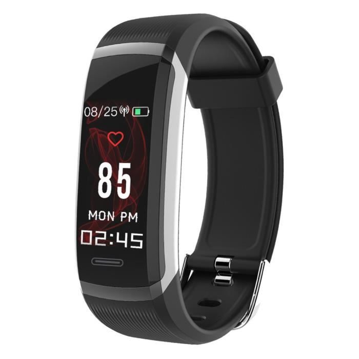 Montre intelligente de surveillance de la fréquence cardiaque Écran couleur OLED 0.96- IP67 étanche Noir
