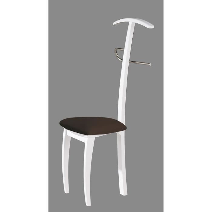 Valet de Nuit/Chaise Blanc en hêtre massif, 44 x 46 x 108 cm