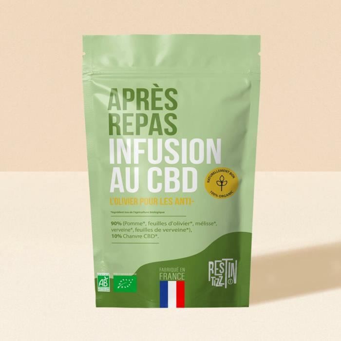 Infusion BIO au CBD apaisante relaxante stress douleur digestion REST IN TIZZ 50G