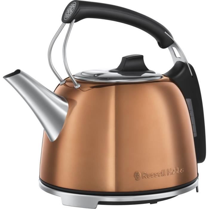 Russell Hobbs 25861-70 Bouilloire 1,2L K65, Design Emblématique Vintage, Ebullition Rapide, Jauge niveau d'eau - Inox Cuivré