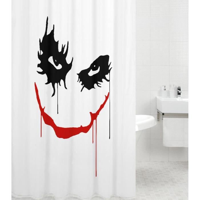Rideau de douche Joker 180 x 200 cm - de haute qualité - 12 anneaux inclus - imperméable - effet anti-moisissures