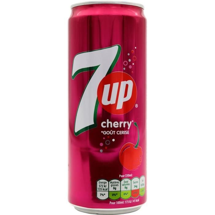 Seven up (7up) Cherry (cerises) Pack de 33 cl x 24