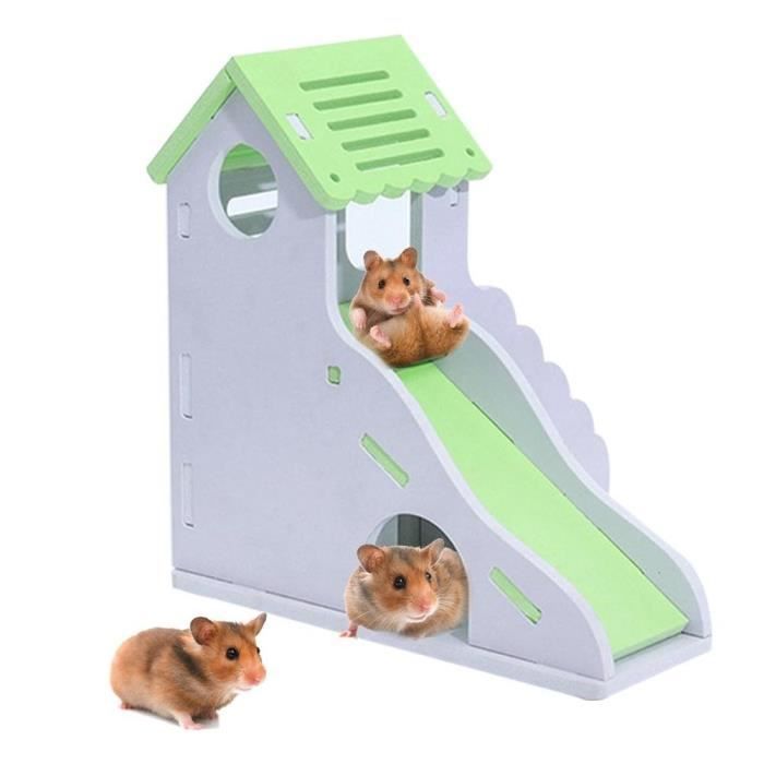 Petit Animal Hamster Toboggan Jouet Nid Douillet Couleur Petite Maison Nid Jouet Double Couche Bungalow Villa Balcon Hamster