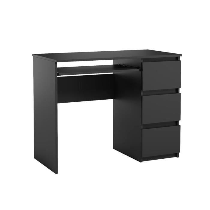 Bureau d'ordinateur. Bureau très élégant avec des tiroirs. Bureau informatique HEINI noir