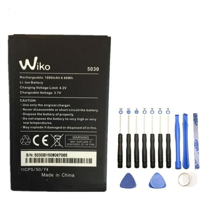 Batterie 5030 pour Wiko Lenny 2 Lenny Lenny 3 Jerry + Kit outils 13 pièces