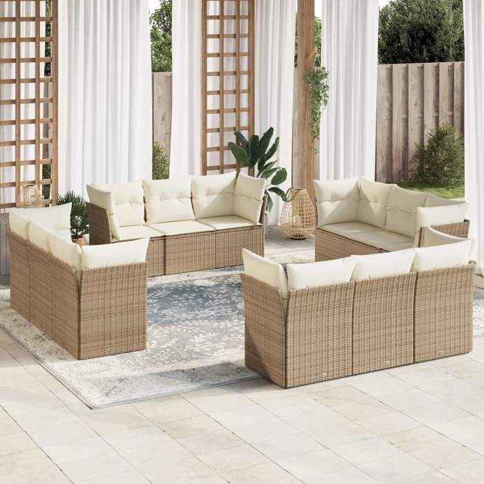 vidaXL Salon de jardin 12 pcs Résine Tressée - vue 2