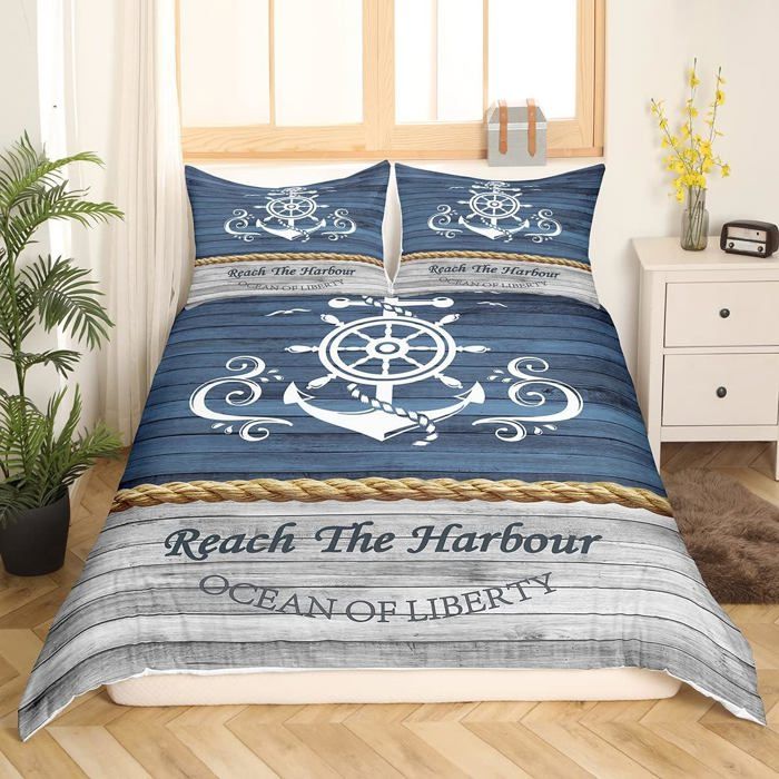 Ancre Decor Housse De Couette Nautical Themed Parure De Lit 200X200Cm