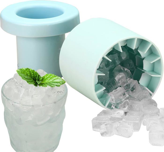Lot De 2 Moules à Glaçons Silicone Avec Couvercle - Glaçons XXL Ronds Et Carrés Pour Whisky Cocktails