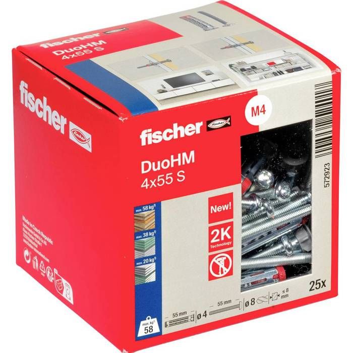 Fischer 572923 DuoHM 4x55 S PH TX Cheville pour corps creux 55 mm 25 pc(s)