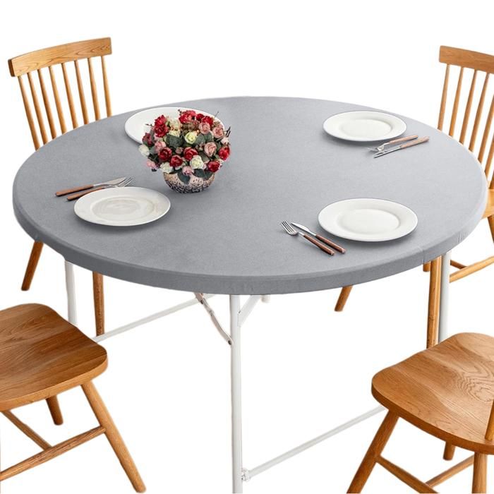 Nappe Ronde Imperméable En Vinyle - Diamètre 120 Cm, Bords Élastiques - Pour Intérieur/Extérieur, Facile à Nettoyer