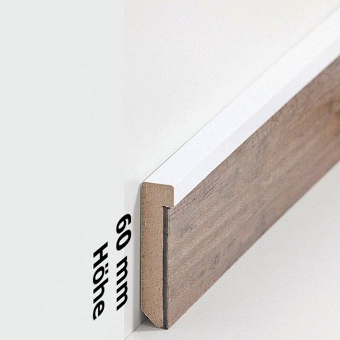 PROVISTON | Garniture de protection pour tuyau de chauffage | Sans profil de montage | 64 x 96 x 2500 mm | MDF laminé | Blanc | Ral 9016 | Plinthe Hamburger | 2,5 m