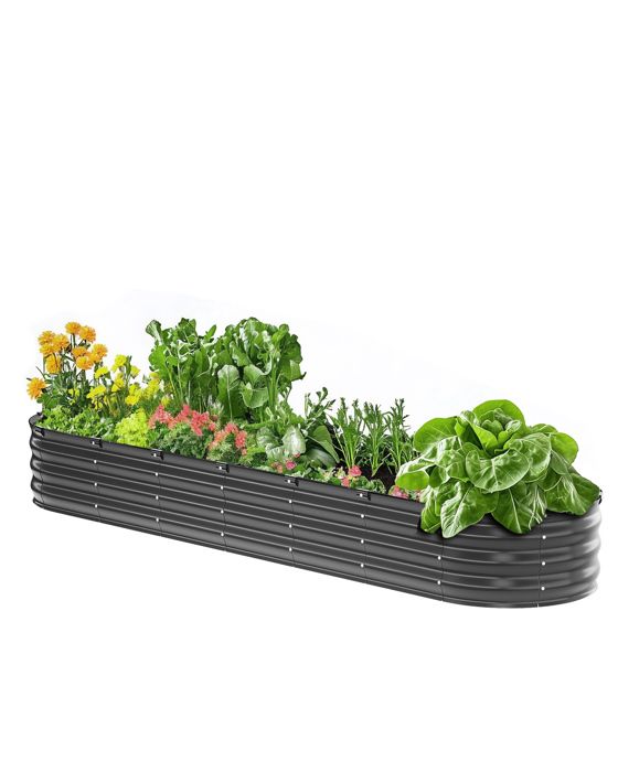 Jardinière Surélevée VEVOR 180x90x60 Cm - Bac De Plantation En Métal Galvanisé, Fond Ouvert, Pour Jardin, Terrasse, Balcon, Couleur Gris Foncé