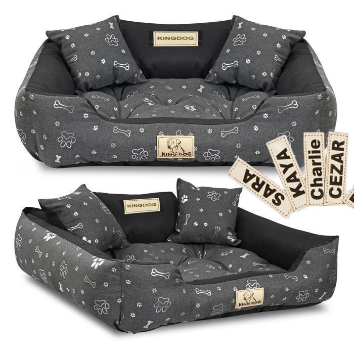 Meilleurs prix pour Panier pour chien KINGDOG 115x95 cm personnalisé imperméable os argentés