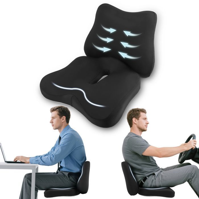 PrimoLiving Coussin D'Assise Orthopédique Mousse Mémoire 10cm - Rehausseur Chaise 40x40x10cm
