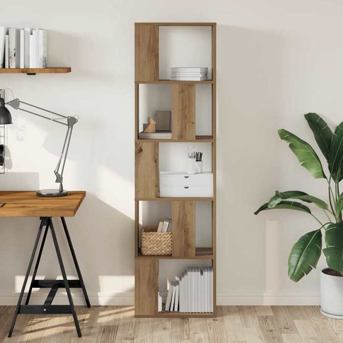 (ON SALE)Armoire de RangementMEUBLE ETAGERE - Bibliothèque 5 niveaux - chêne artisanal - Bois ingénierie EU697496