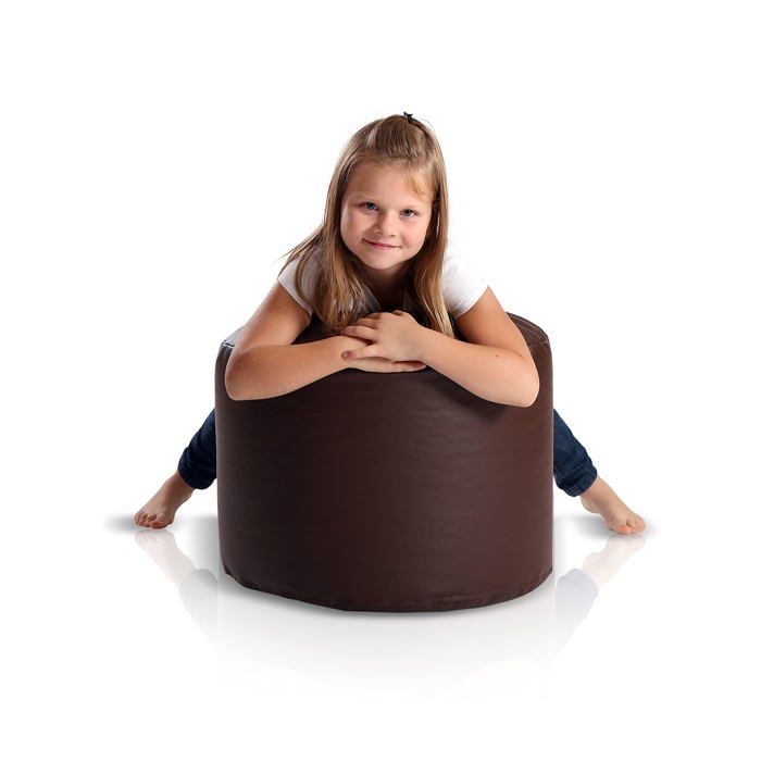 Point Pouf repose-pieds en simili cuir rempli de boules de polystyrène Tabouret dintérieur Marrone Scuro E13 Ecopuf