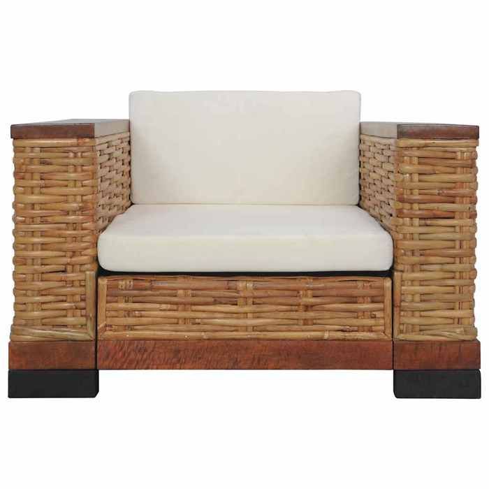 CHIC Fauteuil avec coussins Marron Rotin naturel - 94x78x56 cm 269058 S11