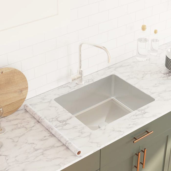 Autocollant meuble auto adhésif vidaXL marbré PVC 90x500 cm Épaisseur 015 mm Facile à appliquer - vue 2