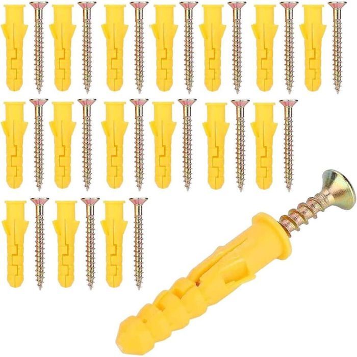 Kit de chevilles pour plaques de plâtre - Cheville pour cloisons creuses avec vis assortiment de chevilles autoperceuses pour cloi