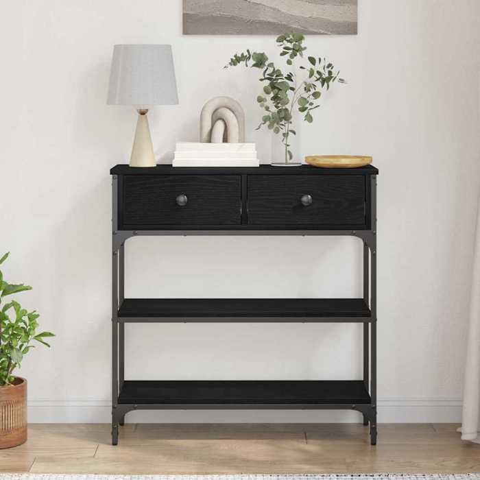 Table console Meuble dEntréeVIDAXL，Petit Bureau Chêne noir 725 x 25 x 75 cm Bois dingénierie 7_5369974