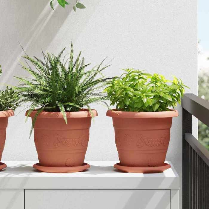 vidaXL Pot à fleurs rond 6 pcs brique Ø 26 x 21 5 cm Plastique - vue 6