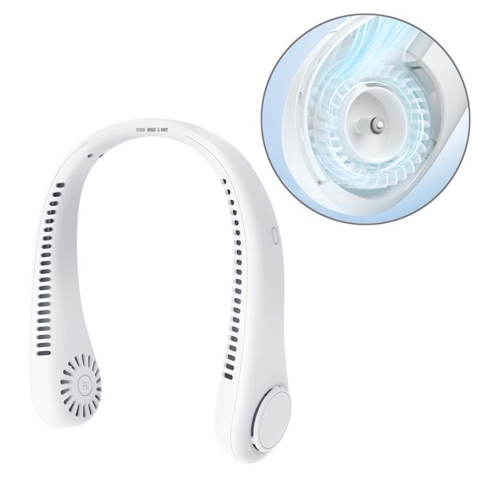 Ventilateur de col suspendu sans pale 1200 mA - ATELIX - Trois vitesses de vent réglables Refroidissement rapide Pliable à 360 - Atelix