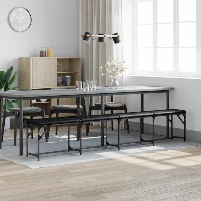 (NEW 2026)Banc dentrée - CLOUD - Meuble de salle à manger - Banquette à manger noir 248x32x45 cm acier et similicuir 3701159