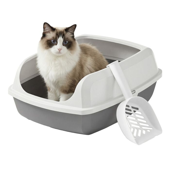 Meilleurs prix pour Bac à Litière pour Chat Taille XL Dessus Ouvert avec Pelle pour Chatons et Grands Chats Blanc
