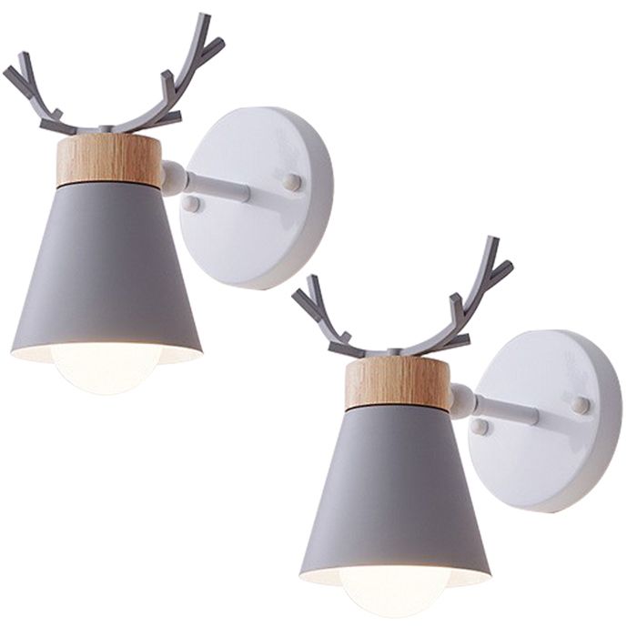 Applique murale - Deer Antler - Bois et métal - Gris - 2 x E27